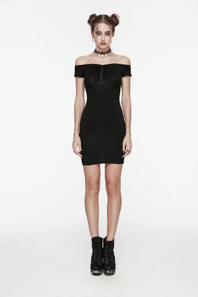 Anal EVEs SECRETS Sultry Lace Back OffShoulder Bodycon Dress for Women