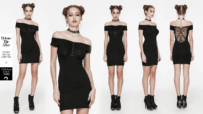 Anal EVEs SECRETS Sultry Lace Back OffShoulder Bodycon Dress for Women
