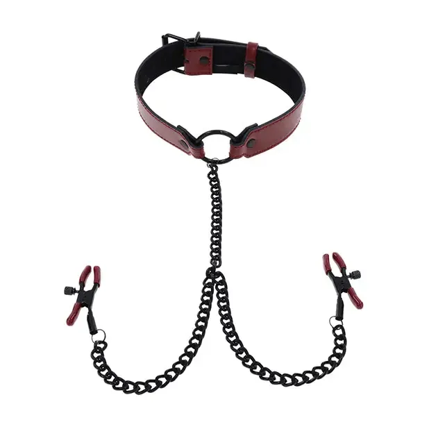Sportsheets International Female Sex Toys Sportsheet Saffron Collar with Nipple Clamps