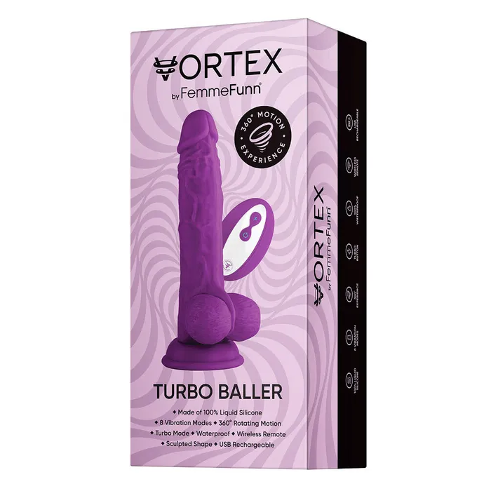 FemmeFunn Vibrators FemmeFunn Turbo Baller 20 Remote Controlled Vibrating Dildo Purple