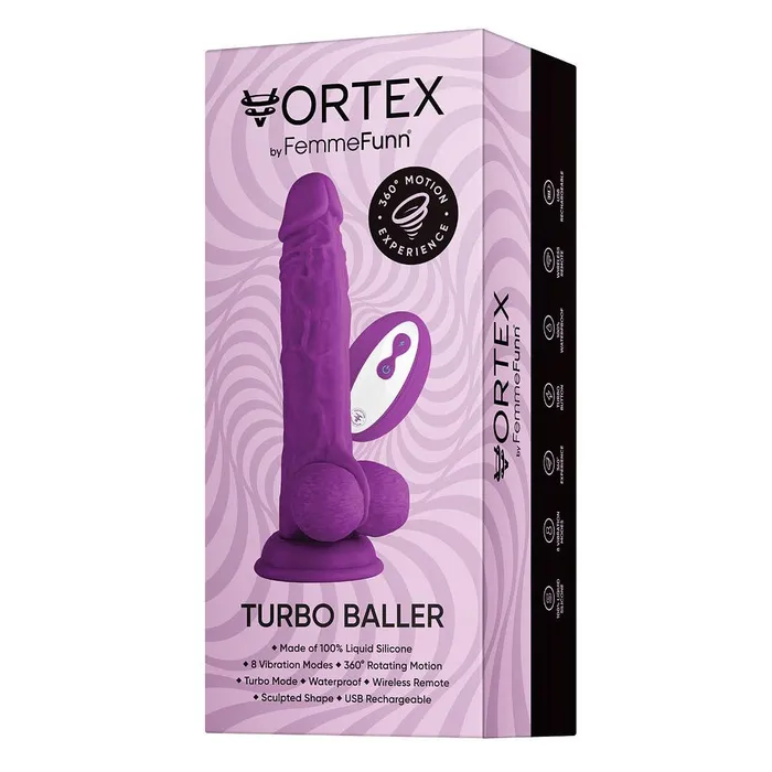 FemmeFunn Vibrators FemmeFunn Turbo Baller 20 Remote Controlled Vibrating Dildo Purple
