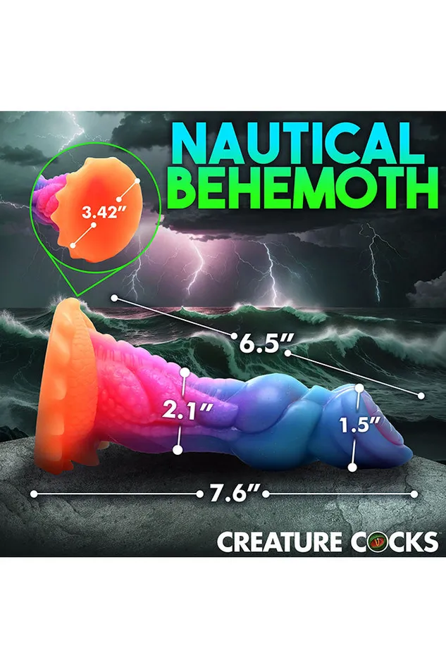 XR Brands Dildos XR Brands Creature Cocks Aqua Cock GlowintheDark Silicone Dildo Multicolour