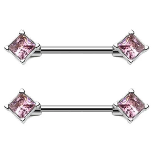 Lovegasm Female Sex Toys Stainless 14G Diamond Nipple Barbells