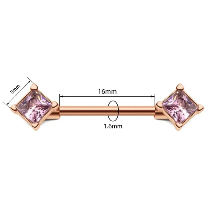 Lovegasm Female Sex Toys Stainless 14G Diamond Nipple Barbells