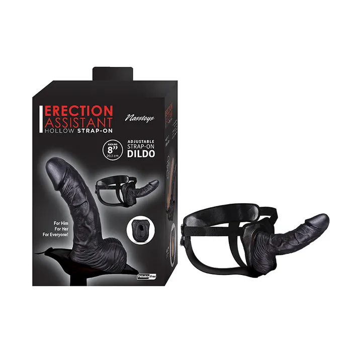 Erection Assistant Hollow StrapOn 8 in Black Nasstoys Female Sex Toys