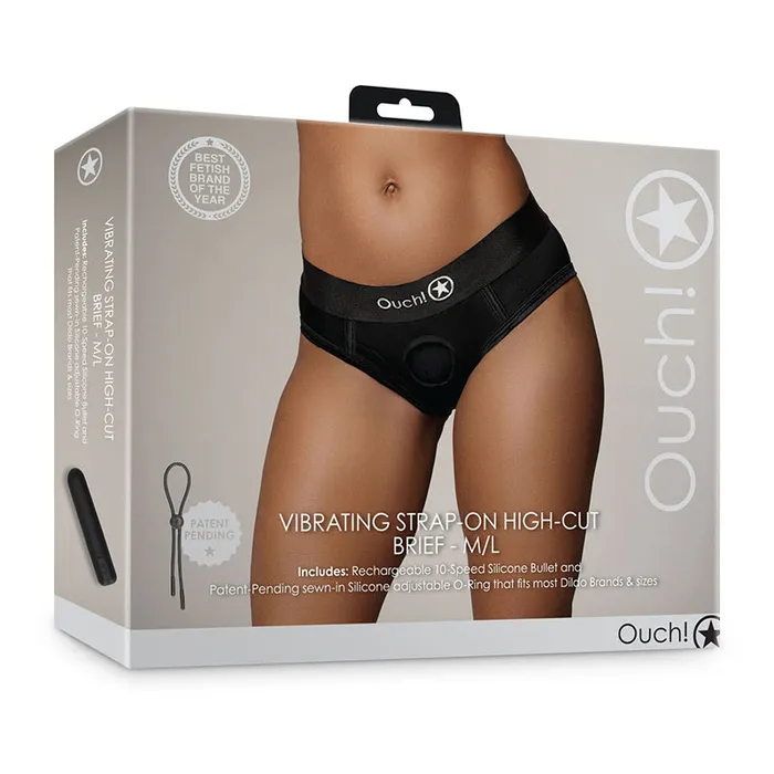 Female Sex Toys Shots Ouch Vibrating Strapon Highcut Brief Black ML Shots America LLC Female Sex Toys Shots Ouch Vibrating Strapon Highcut Brief Black ML Shots America LLC