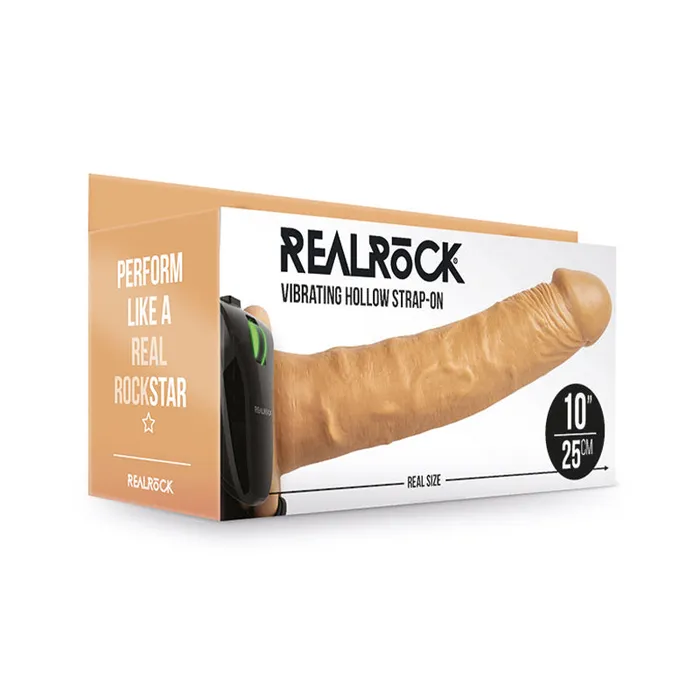 Shots America LLC Female Sex Toys RealRock Realistic 10 in Vibrating Hollow StrapOn Tan Shots America LLC Female Sex Toys RealRock Realistic 10 in Vibrating Hollow StrapOn Tan